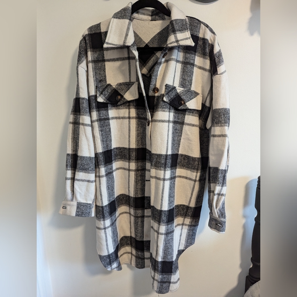 Long plaid jacket